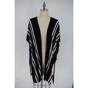 ANN TAYLOR FACTORY Striped Viscose Open Front Cardigan Navy Blue & White Size OS